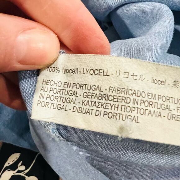 Zara Woman Premium Denim Collection chambray 3/4 bell sleeve dress Size Small - Picture 7 of 7